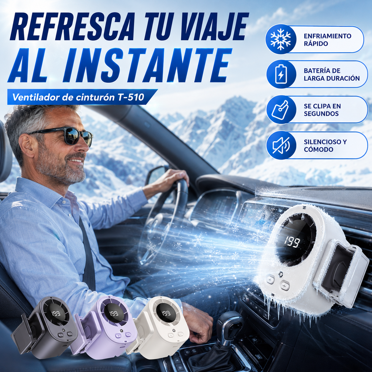 【Korlátozott ideig 50% kedvezmény!】Új, nagy kapacitású USB ventilátor LED kijelzővel, autós és kültéri használatra